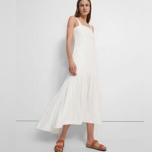 Theory Cream Strapless Tiered Maxi Dress